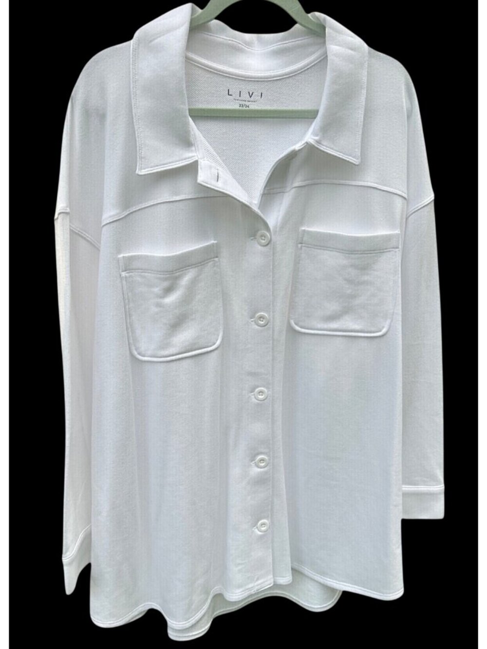 LIVI For Lane Bryant Size 22/24 White Button-Up Shirt With chest Pockets
